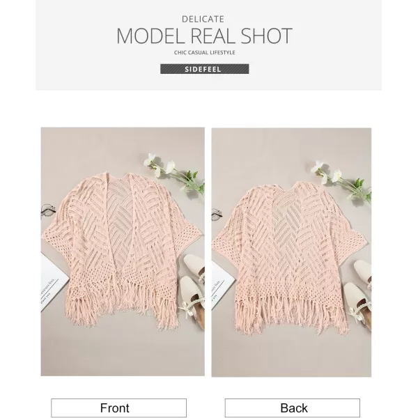 Sidefeel Womens 2024 Cropped Crochet Top Lightweight Summer Cardigan Beach Kimono Cover UpsApricot