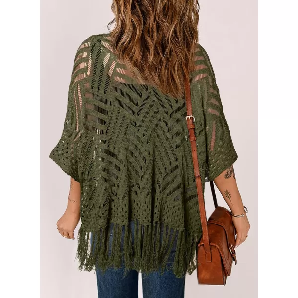 Sidefeel Womens 2024 Cropped Crochet Top Lightweight Summer Cardigan Beach Kimono Cover UpsMoss Green