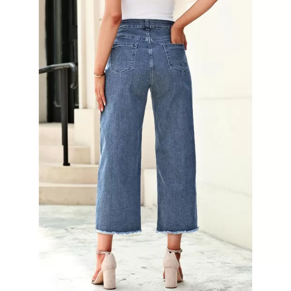 Sidefeel Womens Jeans High Waisted Wide Leg Casual Loose Fit Straight Leg Cropped Denim Pants with PocketsSky Blue