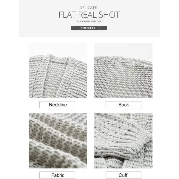 Sidefeel Cardigan for Women Trendy 2024 Open Front Sweater Oversized Lantern Sleeve Chunky Knitted OutwearWhite