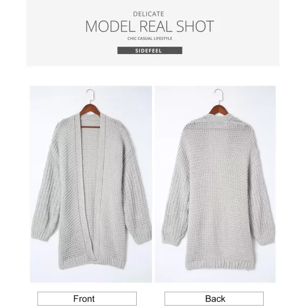 Sidefeel Cardigan for Women Trendy 2024 Open Front Sweater Oversized Lantern Sleeve Chunky Knitted OutwearWhite