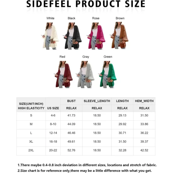 Sidefeel Cardigan for Women Trendy 2024 Open Front Sweater Oversized Lantern Sleeve Chunky Knitted OutwearWhite