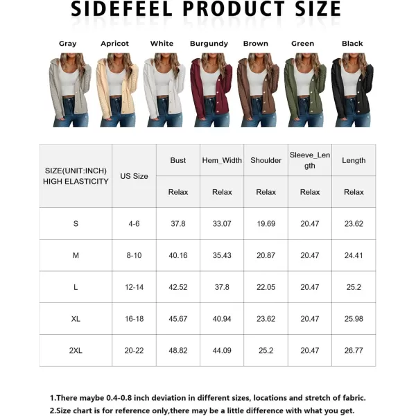 Sidefeel Womens 2024 Fall Long Sleeve Open Front Cardigan Sweaters Button Down Cable Knit Chunky Sweaters OutwearApricot