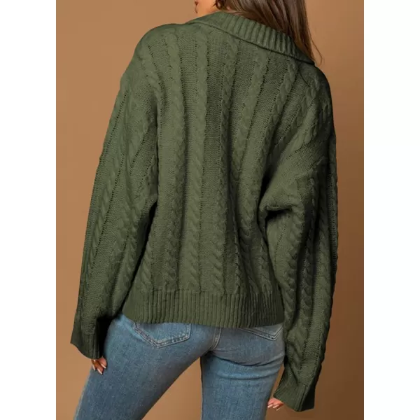 Sidefeel Womens 2024 Fall Long Sleeve Open Front Cardigan Sweaters Button Down Cable Knit Chunky Sweaters OutwearGreen