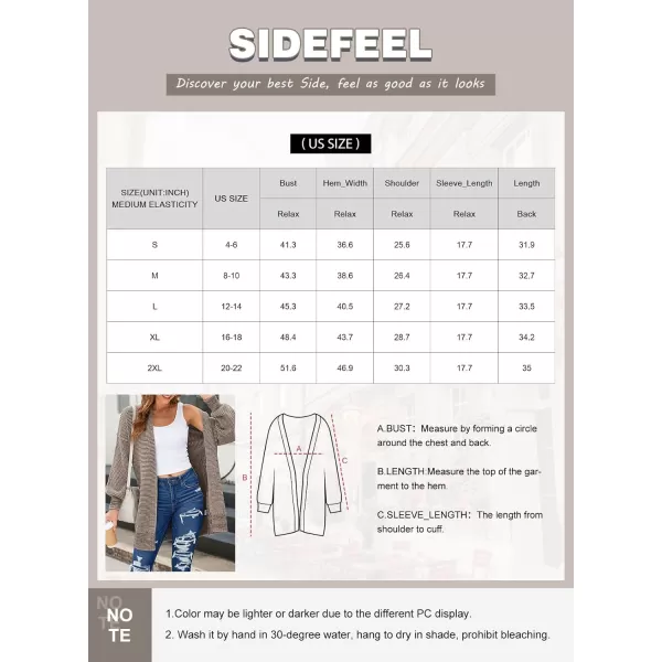 Sidefeel Womens 2024 Fall Winter Long Sleeve Open Front Cardigan Sweaters Oversized Checkered Chunky Knit Sweaters CoatLight Blue