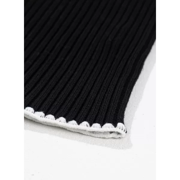 Sidefeel Womens 2024 Summer V Neck Sleeveless Sundress Casual Ribbed Knit Tank Dress Sexy Bodycon Mini DressBlack and White