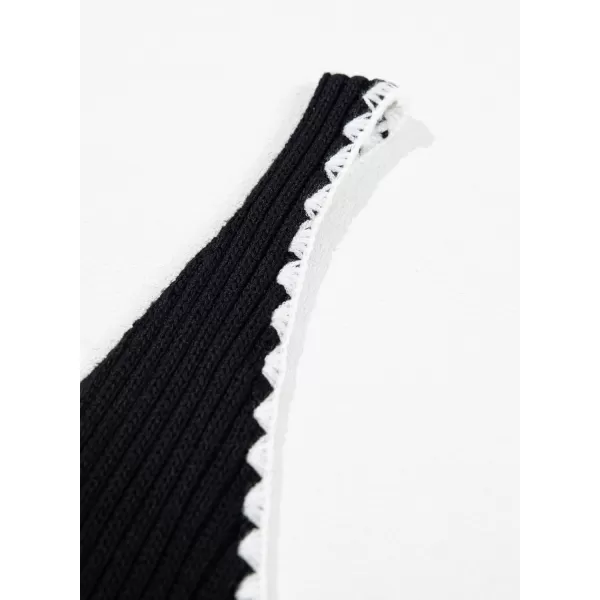 Sidefeel Womens 2024 Summer V Neck Sleeveless Sundress Casual Ribbed Knit Tank Dress Sexy Bodycon Mini DressBlack and White