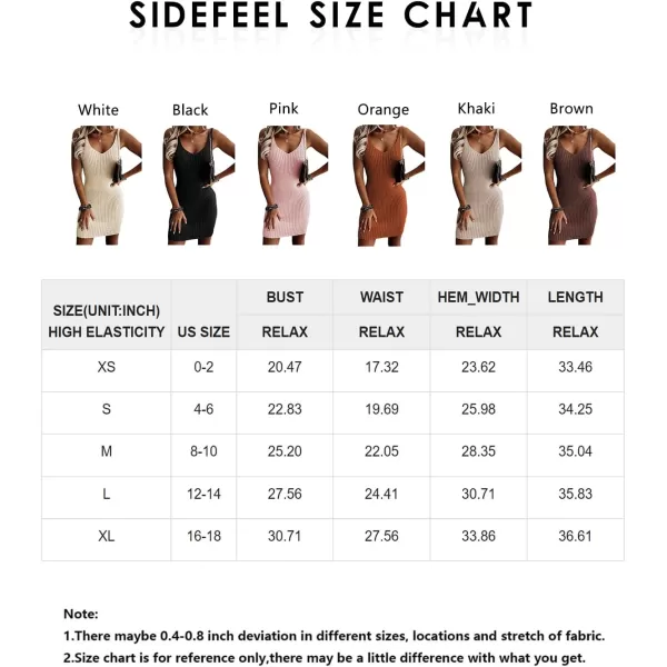 Sidefeel Womens 2024 Summer V Neck Sleeveless Sundress Casual Ribbed Knit Tank Dress Sexy Bodycon Mini DressBrown