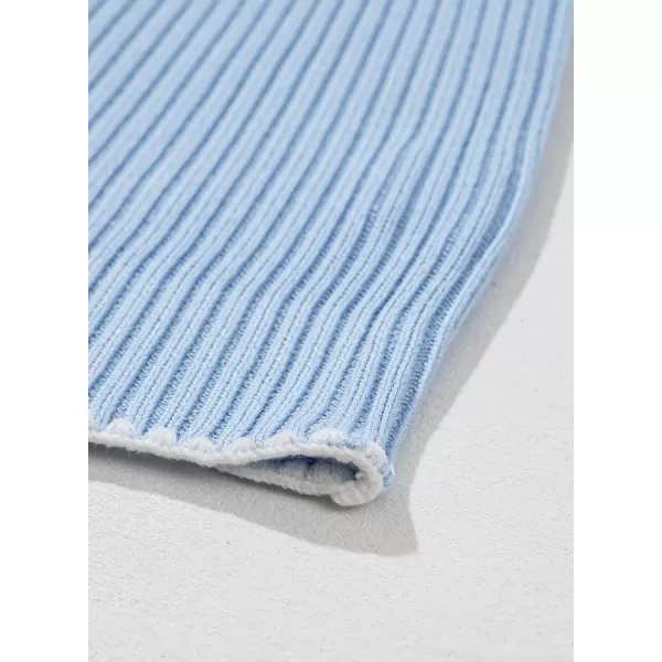 Sidefeel Womens 2024 Summer V Neck Sleeveless Sundress Casual Ribbed Knit Tank Dress Sexy Bodycon Mini DressSky Blue and White