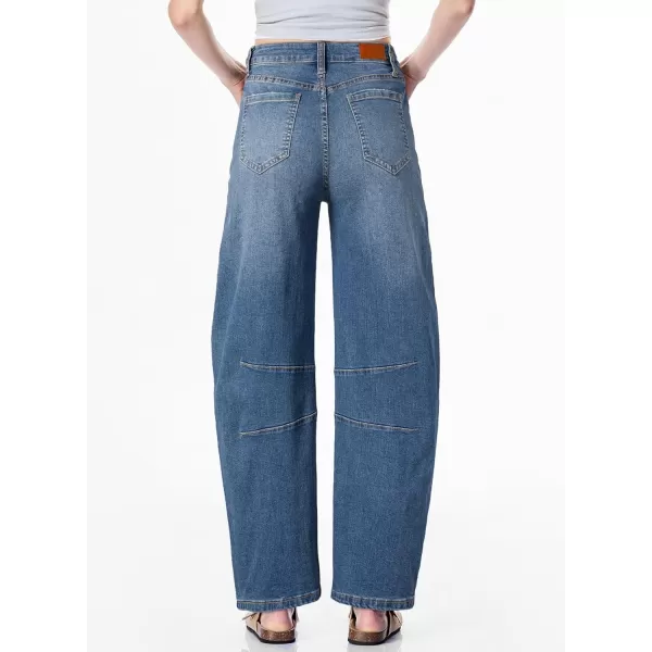 Sidefeel Womens Barrel Jeans Wide Leg Vintage Mid Rise Y2k Baggy Boyfriend Ankle Denim PantsClassic Blue