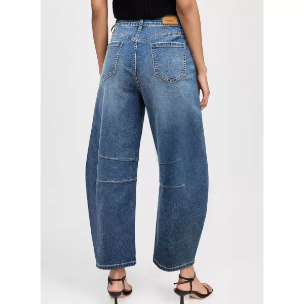 Sidefeel Womens Barrel Jeans Wide Leg Vintage Mid Rise Y2k Baggy Boyfriend Ankle Denim PantsClassic Blue