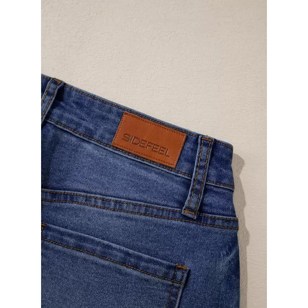 Sidefeel Womens Barrel Jeans Wide Leg Vintage Mid Rise Y2k Baggy Boyfriend Ankle Denim PantsDeep Blue