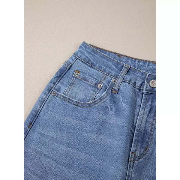 Sidefeel Womens Barrel Jeans Wide Leg Vintage Mid Rise Y2k Baggy Boyfriend Ankle Denim PantsLight Blue