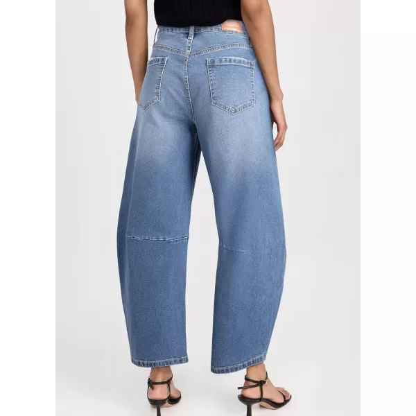 Sidefeel Womens Barrel Jeans Wide Leg Vintage Mid Rise Y2k Baggy Boyfriend Ankle Denim PantsLight Blue