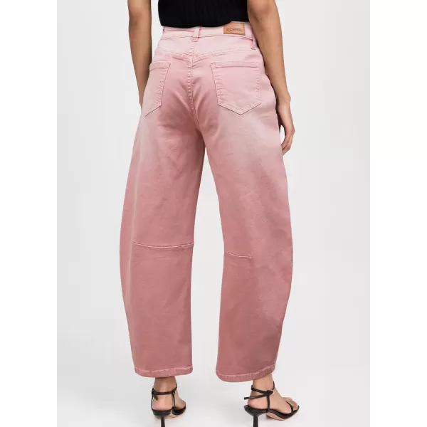 Sidefeel Womens Barrel Jeans Wide Leg Vintage Mid Rise Y2k Baggy Boyfriend Ankle Denim PantsPink