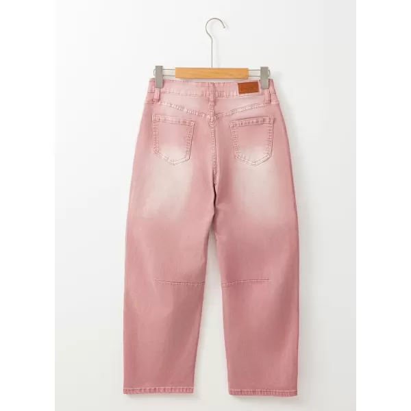 Sidefeel Womens Barrel Jeans Wide Leg Vintage Mid Rise Y2k Baggy Boyfriend Ankle Denim PantsPink