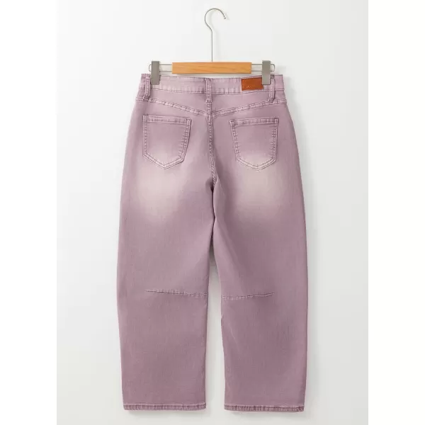 Sidefeel Womens Barrel Jeans Wide Leg Vintage Mid Rise Y2k Baggy Boyfriend Ankle Denim PantsPurple