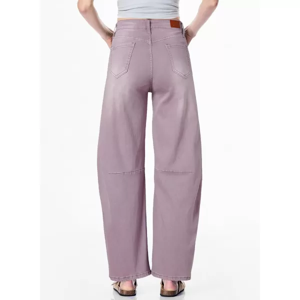 Sidefeel Womens Barrel Jeans Wide Leg Vintage Mid Rise Y2k Baggy Boyfriend Ankle Denim PantsPurple
