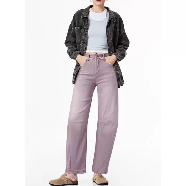 Sidefeel Womens Barrel Jeans Wide Leg Vintage Mid Rise Y2k Baggy Boyfriend Ankle Denim PantsPurple