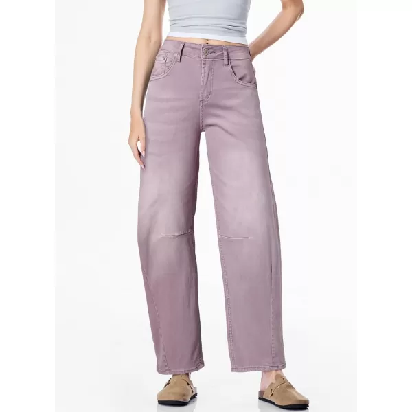 Sidefeel Womens Barrel Jeans Wide Leg Vintage Mid Rise Y2k Baggy Boyfriend Ankle Denim PantsPurple