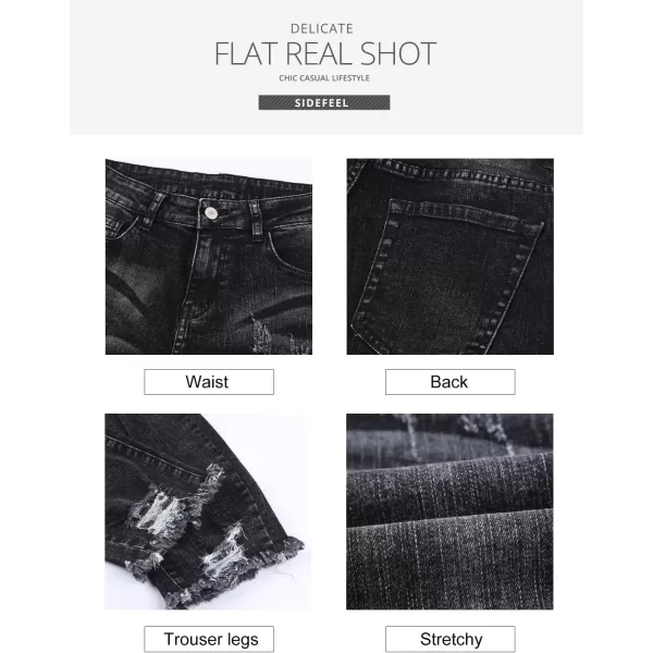 Sidefeel Womens Boyfriend Jeans Stretchy Ripped Distressed Denim Pants Size 418Ablack