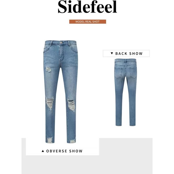 Sidefeel Womens Boyfriend Jeans Stretchy Ripped Distressed Denim Pants Size 418Ablue