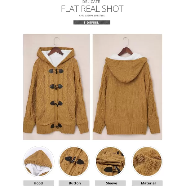 Sidefeel Womens Cardigan Sweaters Hooded Cardigans Fleece Lined Jackets Winter Sweater CoatAs Shown