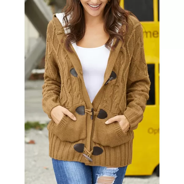 Sidefeel Womens Cardigan Sweaters Hooded Cardigans Fleece Lined Jackets Winter Sweater CoatAs Shown