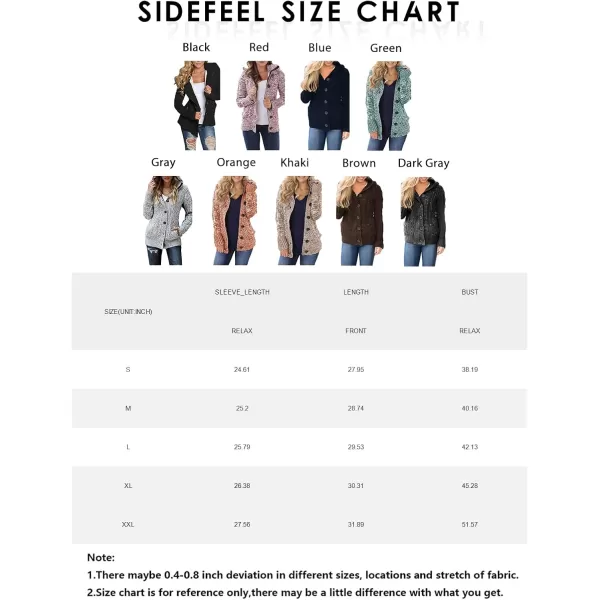 Sidefeel Womens Cardigan Sweaters Hooded Cardigans Fleece Lined Jackets Winter Sweater CoatBlack
