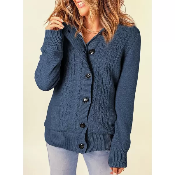 Sidefeel Womens Cardigan Sweaters Hooded Cardigans Fleece Lined Jackets Winter Sweater CoatBlue