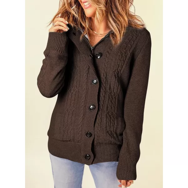Sidefeel Womens Cardigan Sweaters Hooded Cardigans Fleece Lined Jackets Winter Sweater CoatBrown