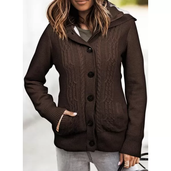 Sidefeel Womens Cardigan Sweaters Hooded Cardigans Fleece Lined Jackets Winter Sweater CoatBrown