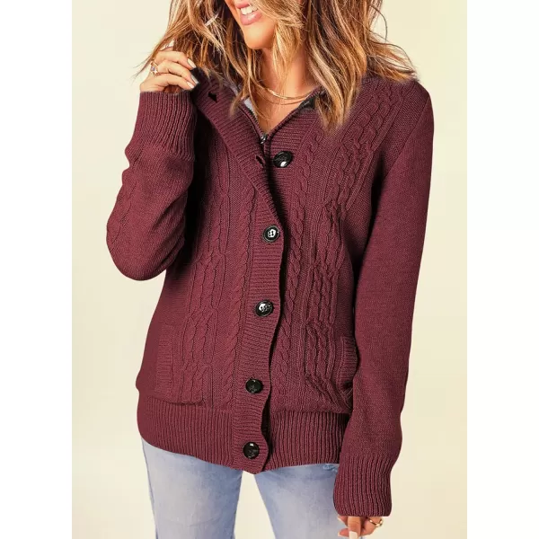 Sidefeel Womens Cardigan Sweaters Hooded Cardigans Fleece Lined Jackets Winter Sweater CoatBurgundy