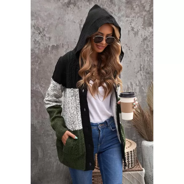 Sidefeel Womens Cardigan Sweaters Hooded Cardigans Fleece Lined Jackets Winter Sweater CoatCgreen