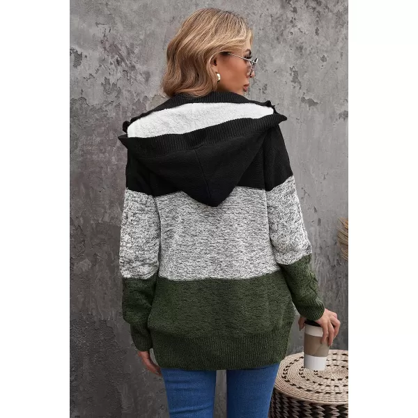Sidefeel Womens Cardigan Sweaters Hooded Cardigans Fleece Lined Jackets Winter Sweater CoatCgreen