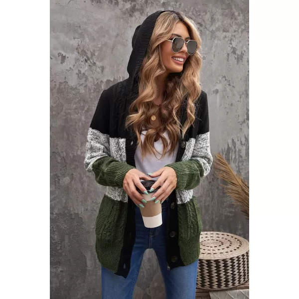 Sidefeel Womens Cardigan Sweaters Hooded Cardigans Fleece Lined Jackets Winter Sweater CoatCgreen