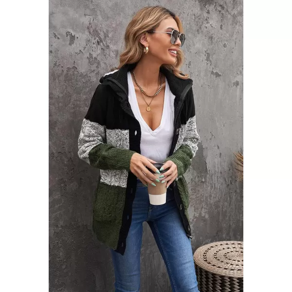 Sidefeel Womens Cardigan Sweaters Hooded Cardigans Fleece Lined Jackets Winter Sweater CoatCgreen
