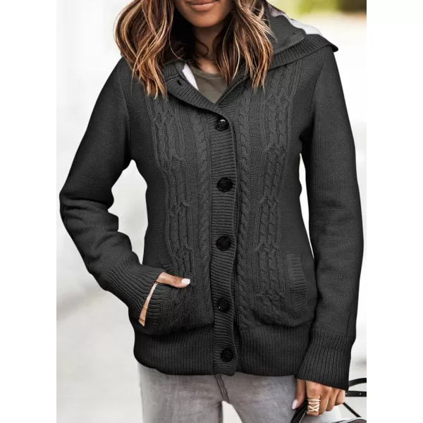 Sidefeel Womens Cardigan Sweaters Hooded Cardigans Fleece Lined Jackets Winter Sweater CoatDark Grey