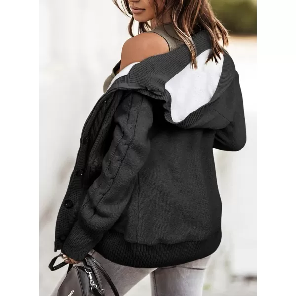 Sidefeel Womens Cardigan Sweaters Hooded Cardigans Fleece Lined Jackets Winter Sweater CoatDark Grey