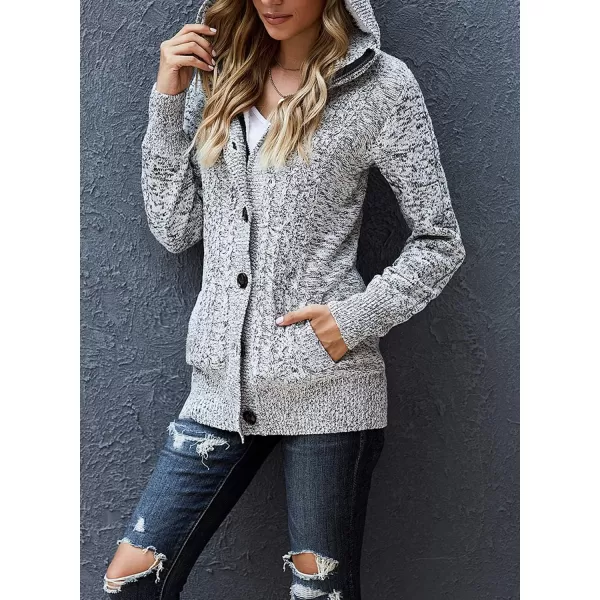Sidefeel Womens Cardigan Sweaters Hooded Cardigans Fleece Lined Jackets Winter Sweater CoatGray