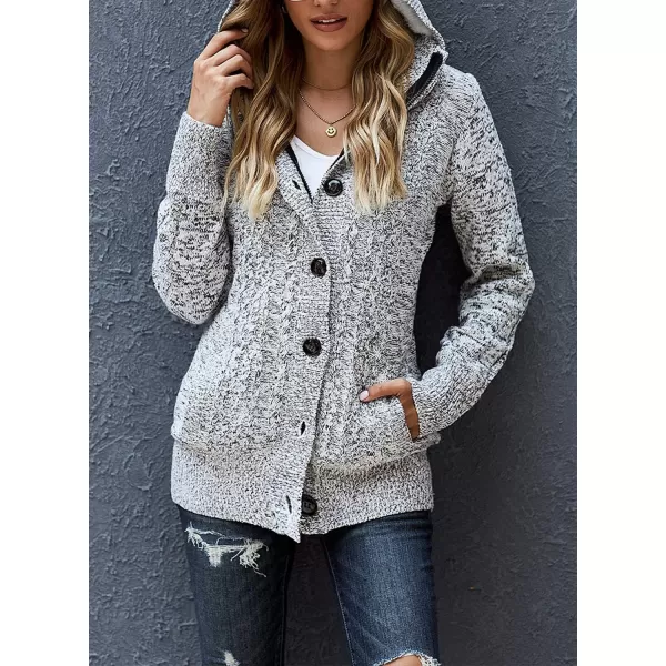 Sidefeel Womens Cardigan Sweaters Hooded Cardigans Fleece Lined Jackets Winter Sweater CoatGray