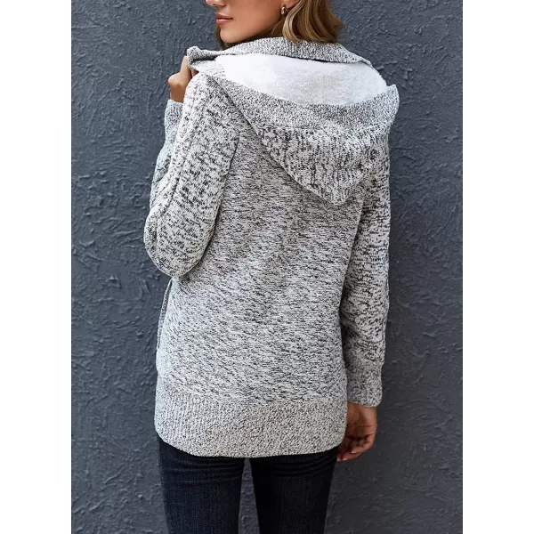 Sidefeel Womens Cardigan Sweaters Hooded Cardigans Fleece Lined Jackets Winter Sweater CoatGray