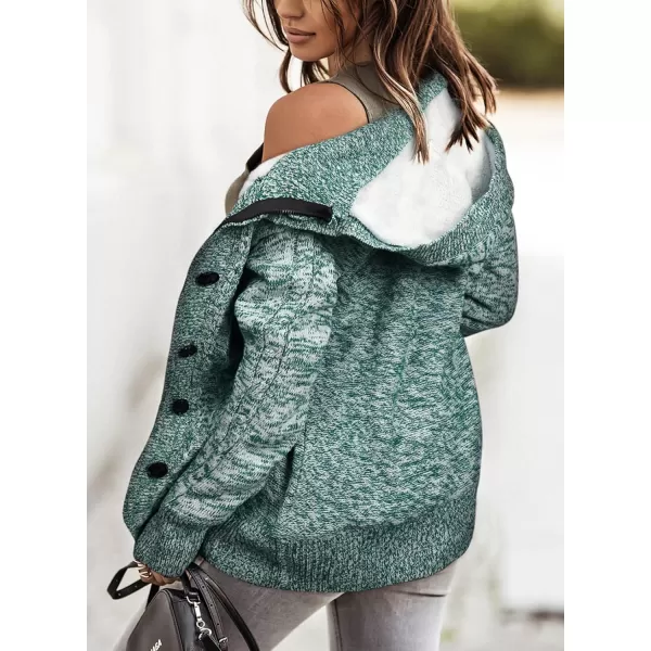 Sidefeel Womens Cardigan Sweaters Hooded Cardigans Fleece Lined Jackets Winter Sweater CoatGreen