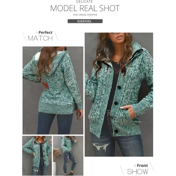 Sidefeel Womens Cardigan Sweaters Hooded Cardigans Fleece Lined Jackets Winter Sweater CoatGreen