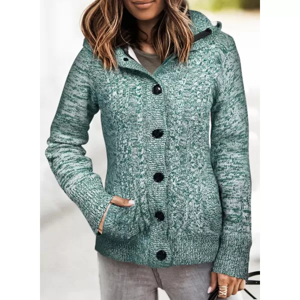 Sidefeel Womens Cardigan Sweaters Hooded Cardigans Fleece Lined Jackets Winter Sweater CoatGreen