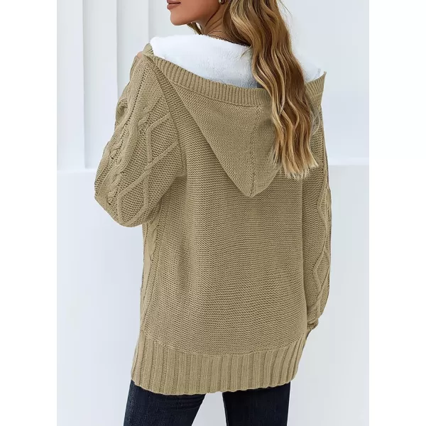 Sidefeel Womens Cardigan Sweaters Hooded Cardigans Fleece Lined Jackets Winter Sweater CoatK Beige