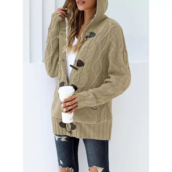 Sidefeel Womens Cardigan Sweaters Hooded Cardigans Fleece Lined Jackets Winter Sweater CoatK Beige