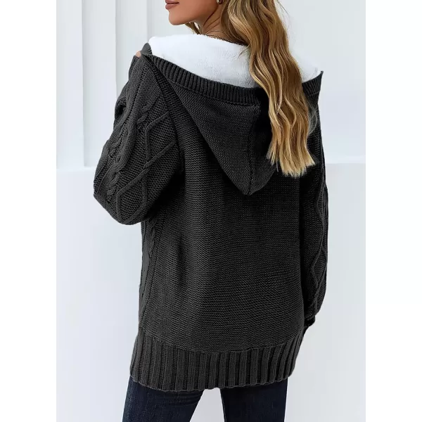 Sidefeel Womens Cardigan Sweaters Hooded Cardigans Fleece Lined Jackets Winter Sweater CoatK Dark Gray