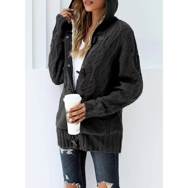 Sidefeel Womens Cardigan Sweaters Hooded Cardigans Fleece Lined Jackets Winter Sweater CoatK Dark Gray