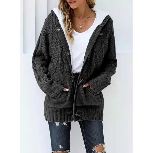 Sidefeel Womens Cardigan Sweaters Hooded Cardigans Fleece Lined Jackets Winter Sweater CoatK Dark Gray